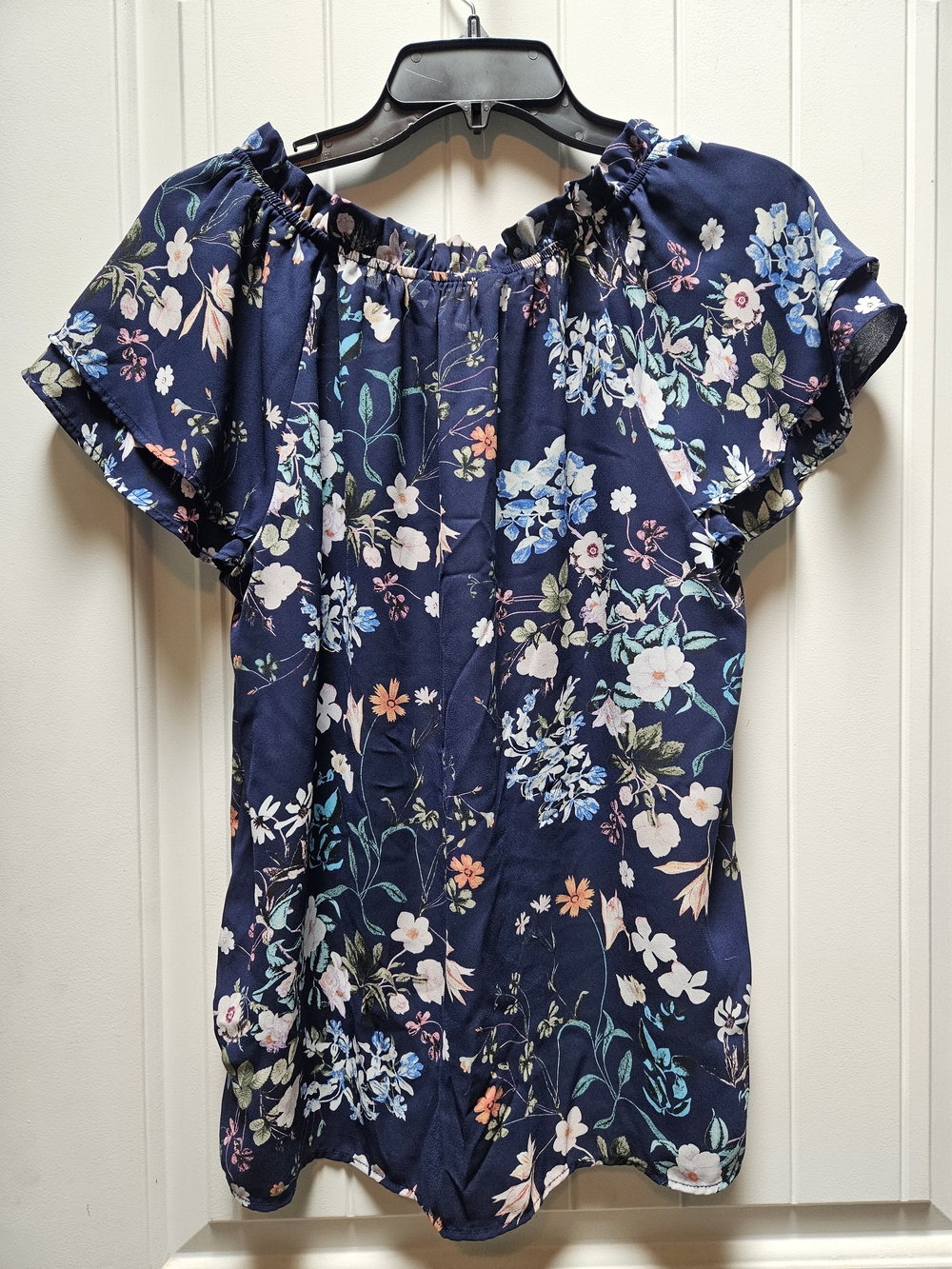 Counterparts Navy Floral Off-Shoulder Ruffle Blouse - Picture 2 of 6